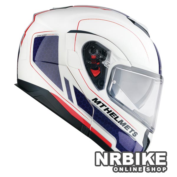 MT 아톰 오토바이 시스템 헬멧 화이트/블루/레드